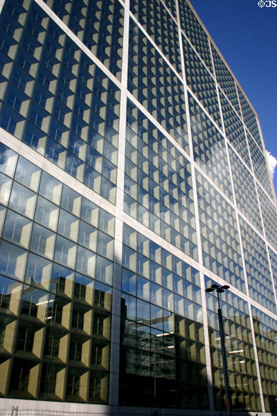Exterior windows of La Grande Arche at La Défense. Paris, France.