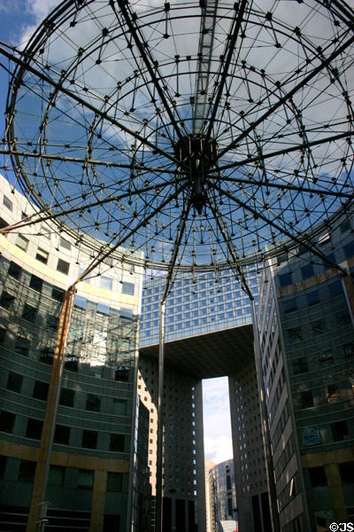 Rond Place courtyard structure (1994) in Villages de l'Arche next to Pacific tower at La Défense. Paris, France.