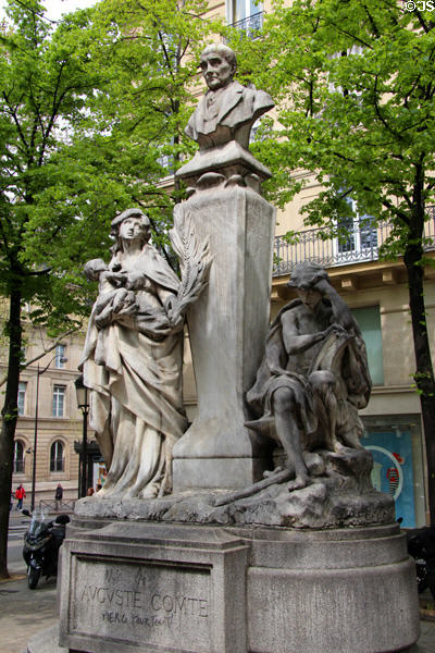 Monument to philosopher Auguste Comte (1902) by Jean-Antonin Injalbert on Place du Panthéon. Paris, France.