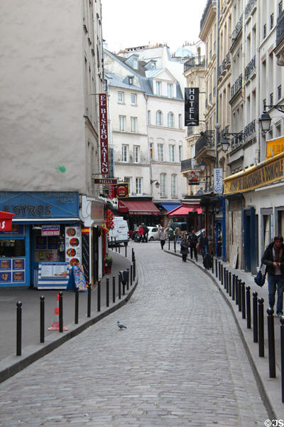 Rue de la Harpe streetscape in Latin Quarter. Paris, France.