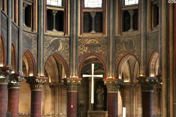 Medieval paintings on apse interior of St-Germain-des-Prés. Paris, France.