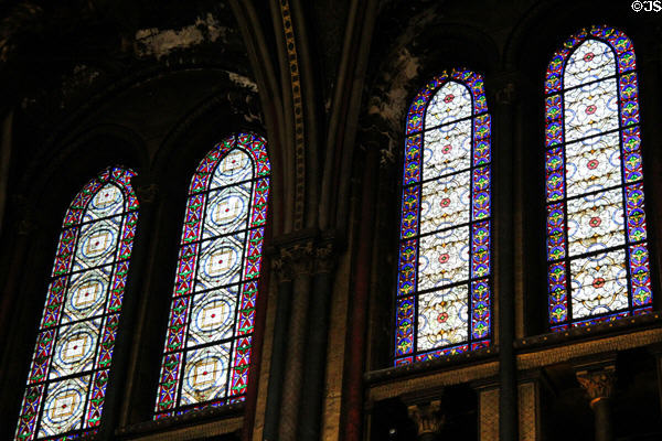Early Medieval geometry of stained glass at St-Germain-des-Prés. Paris, France.