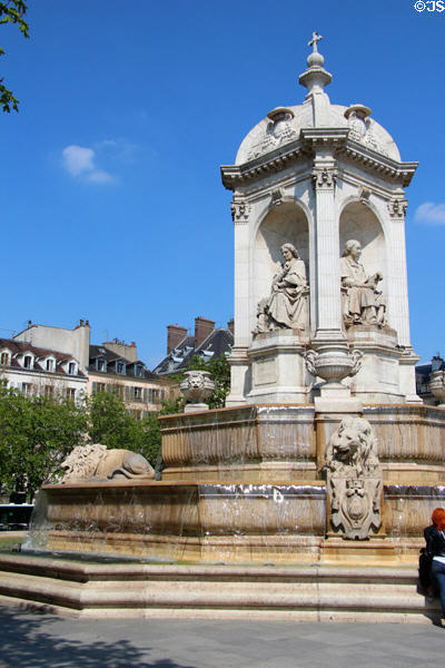 St-Sulpice fountain (1843-8) seated bishops & lions. Paris, France. Architect: Louis Visconti.