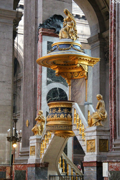 Pulpit at St-Sulpice church (1788). Paris, France. Architect: Charles de Wailly.
