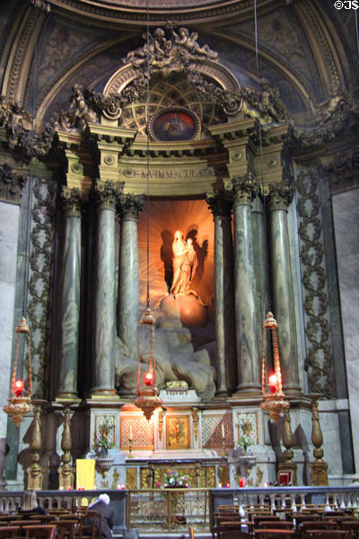Chapel of the Virgin with statue by Jean-Baptiste Pigalle at St-Sulpice church. Paris, France.