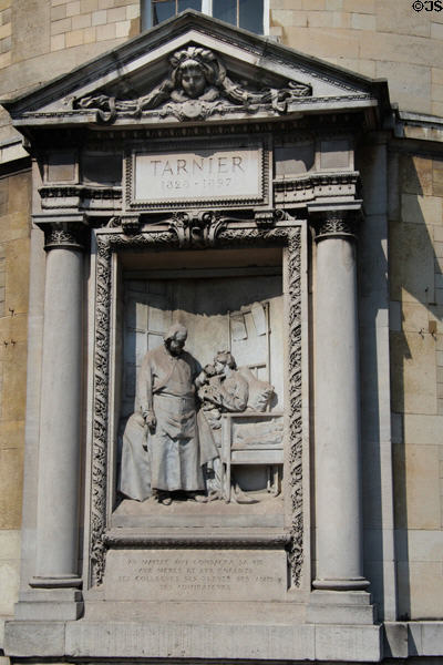 Niche monument to Tarnier who dedicated his life to health of mothers & infant at Val-de-Grâce hospital complex. Paris, France.