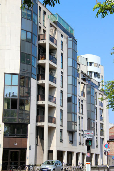 Modern apartment building 84 rue de la Santé. Paris, France.