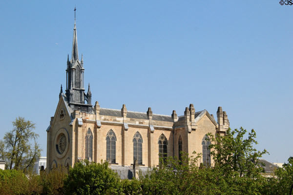 NeoGothic church near Port Royal on Left Bank. Paris, France.