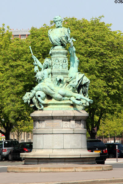 Monument to Francis Garnier (1839-73) French naval officer who explored Mekong River in Southeast Asia on Av. de l'Observatoire. Paris, France.
