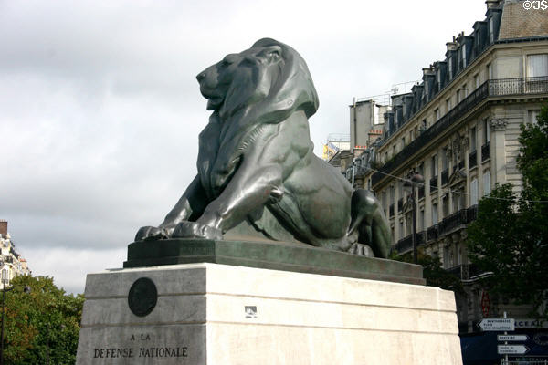 Lion monument to National Defense of France 1870-1871 (Place Denfert-Rochereau) near National Observatory. Paris, France.