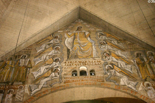 Mural of Christ with angels in St Pierre de Chaillot. Paris, France.