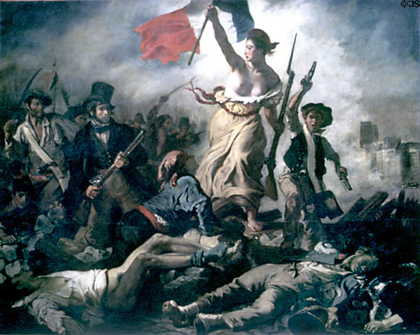 Liberty Leading the People (1830) by Eugène Delacroix at the Louvre Museum. Paris, France.