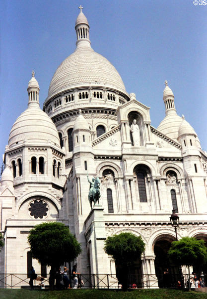 Facade of Basilica of Sacred Heart (1870-1914) on Montmartre. Paris, France.