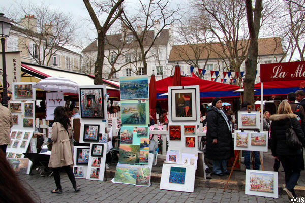 Place du Tertre art market at Montmartre. Paris, France.