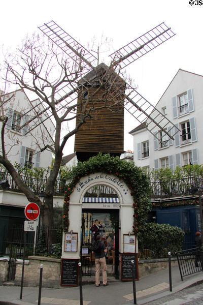Moulin de la Galette on Montmartre a mill from the 1600s converted to a ballroom after 1814. Paris, France.