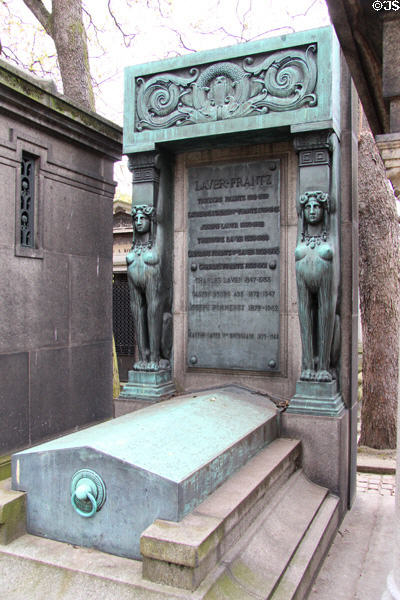 Tomb in Egyptian Revival style (1839) at Montmartre Cemetery. Paris, France.