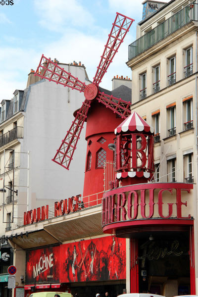 Moulin Rouge theater (19thC) (82 Boulevard de Clichy) near Montmartre. Paris, France.
