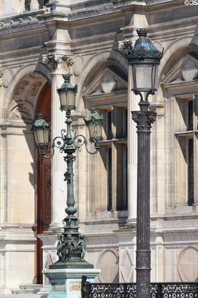 Lamp stands at Paris City Hall. Paris, France.