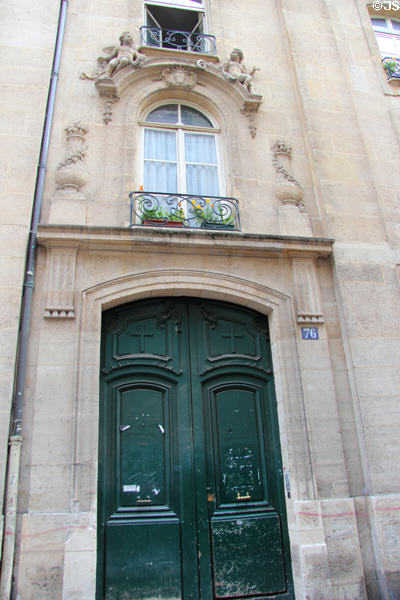 Doorway in old streets near Centre Pompidou. Paris, France.