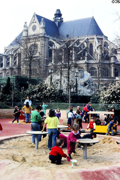 Playground at St Eustache Les Halles. Paris, France.