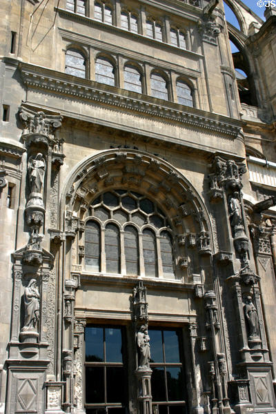 Portal with sculptures at St Eustache Les Halles. Paris, France.