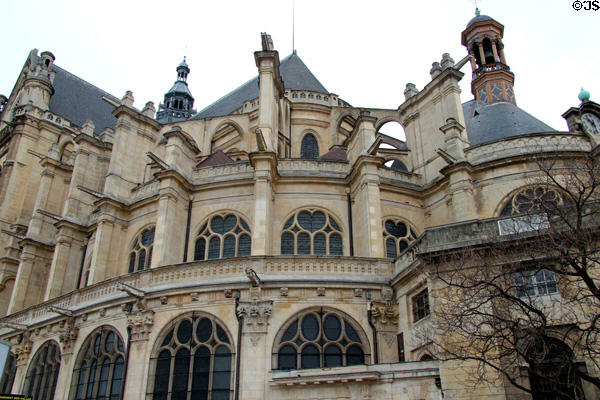Apse facade of St Eustache Les Halles. Paris, France.