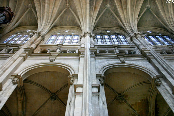 Interior arches at St Eustache Les Halles. Paris, France.