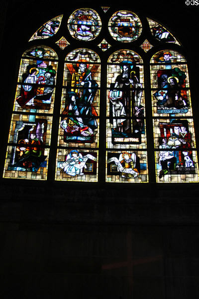 Sts. Andrew & Anthony stained glass (19thC) at St Eustache Les Halles. Paris, France.