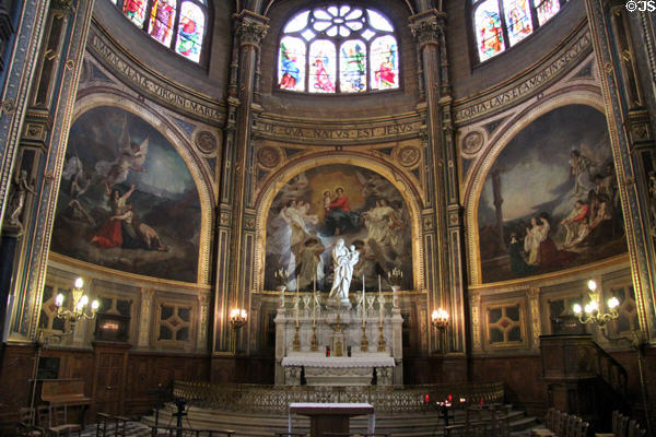 Chapel of the Virgin with frescos (1856) by Thomas Couture at St Eustache Les Halles. Paris, France.