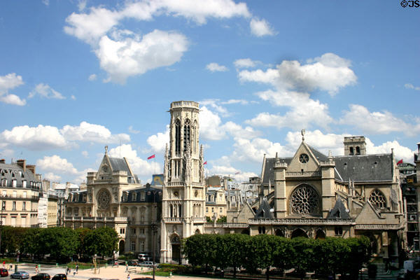 Saint-Germain-l'Auxerrois (15thC) faces eastern end of Louvre. Paris, France. Style: Gothic.