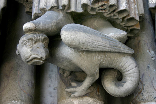 Winged mythical animal at Saint-Germain-l'Auxerrois. Paris, France.
