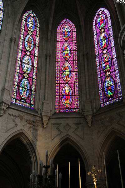 Apse stained glass windows (c1840) by Étienne Thevenot? at Saint-Germain-l'Auxerrois. Paris, France.