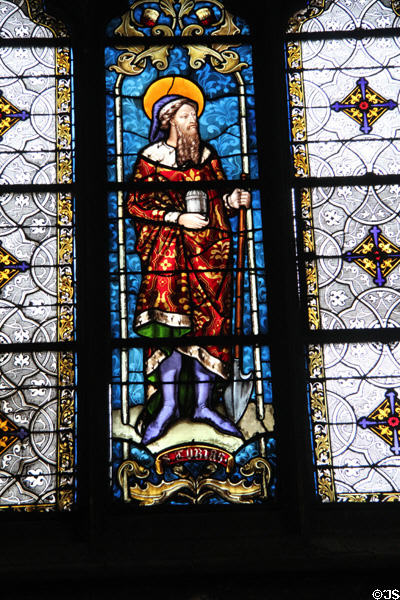 St Tobias stained glass window at Saint-Germain-l'Auxerrois. Paris, France.