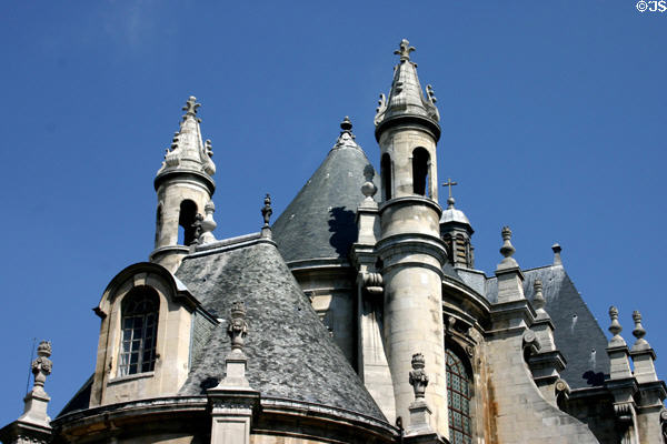 Roofline & towers at Temple protestant de l'Oratoire du Louvre. Paris, France.