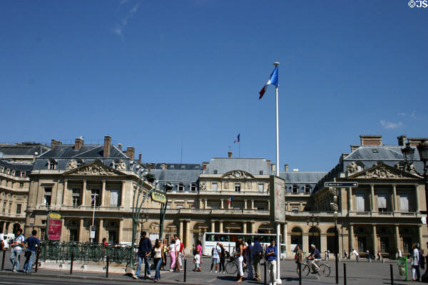 Conseil d'État entrance of Palais Royale seen from rue de Rivoli. Paris, France.