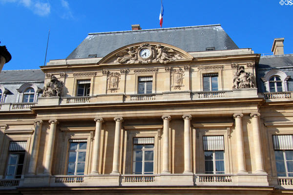 Central clock facade at Palais Royale built (c1633-9) for Cardinal Richelieu. Paris, France.