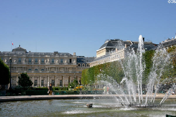 Fountain in garden of Palais Royale. Paris, France.