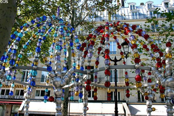 Details of Murano glass of Kiosque des noctambules at Place Colette Metro entrance. Paris, France.