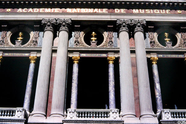Busts of Beethoven, Mozart & Spontini on Opéra Garnier. Paris, France.