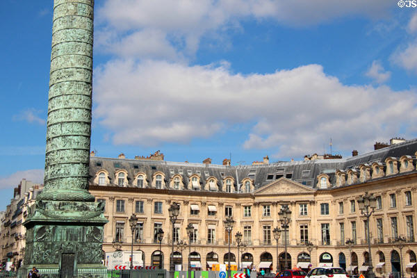 Place Vendome (1702) buildings form octagonal square around column. Paris, France. Architect: Jules Hardouin-Mansart.