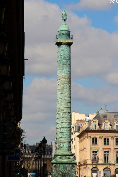 Place Vendome bronze column made from hundreds of captured canons. Paris, France.
