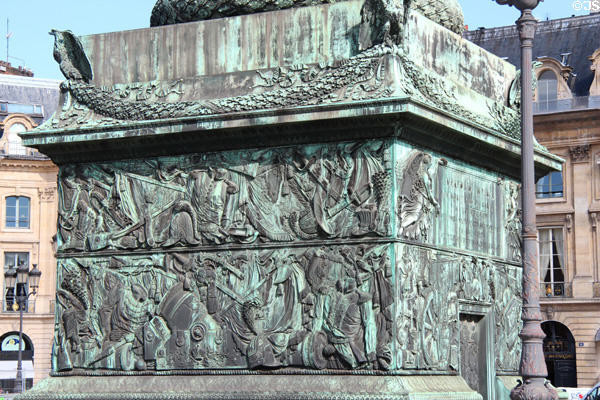 Bronze base of Place Vendome column. Paris, France.