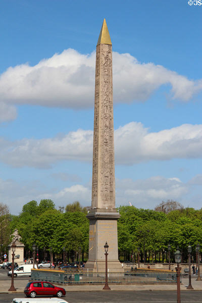 Luxor Obelisk, a diplomatic gift (1829) to France from Egypt erected (1836) in Place de la Concorde. Paris, France.