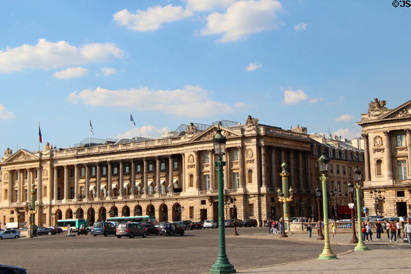 Hotel de Crillon (1758) at Place de la Concorde. Paris, France. Architect: Ange-Jacques Gabriel.