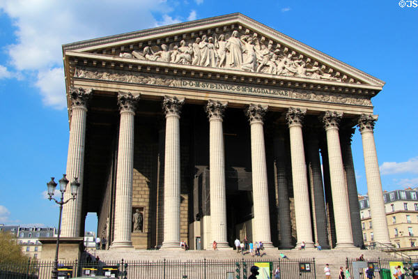 Facade of Église de la Madeleine. Paris, France.