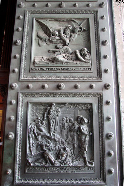 Ten commandment bronze doors of Église de la Madeleine. Paris, France.