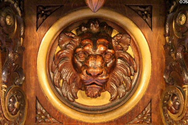 Lion of Evangelist Mark on pulpit at Église de la Madeleine. Paris, France.