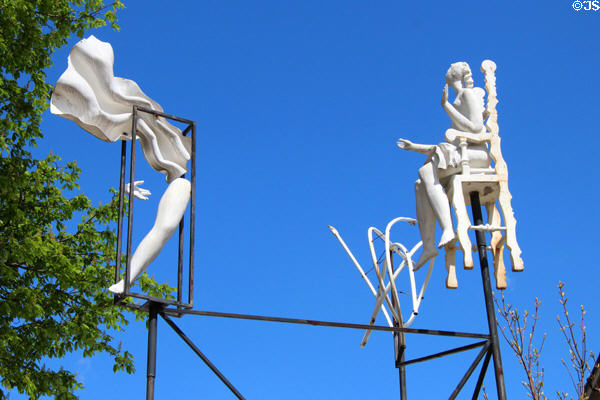 Modern sculpture in Jardins des Champs Elysees. Paris, France.