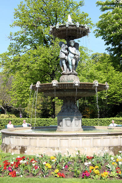Fountain in Jardins des Champs Elysees. Paris, France.