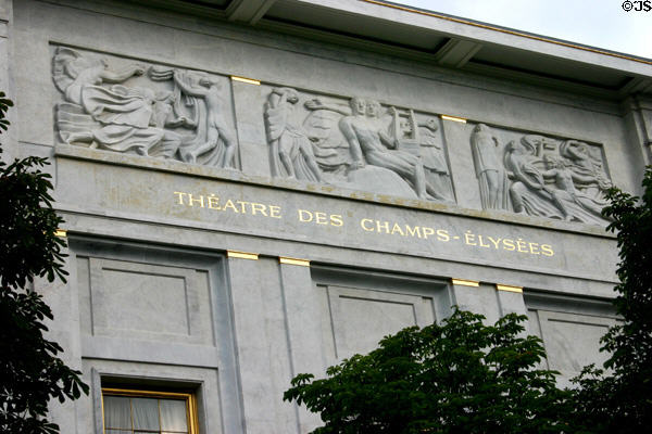 Art Deco frieze at Théatre du Champs Élysées. Paris, France.